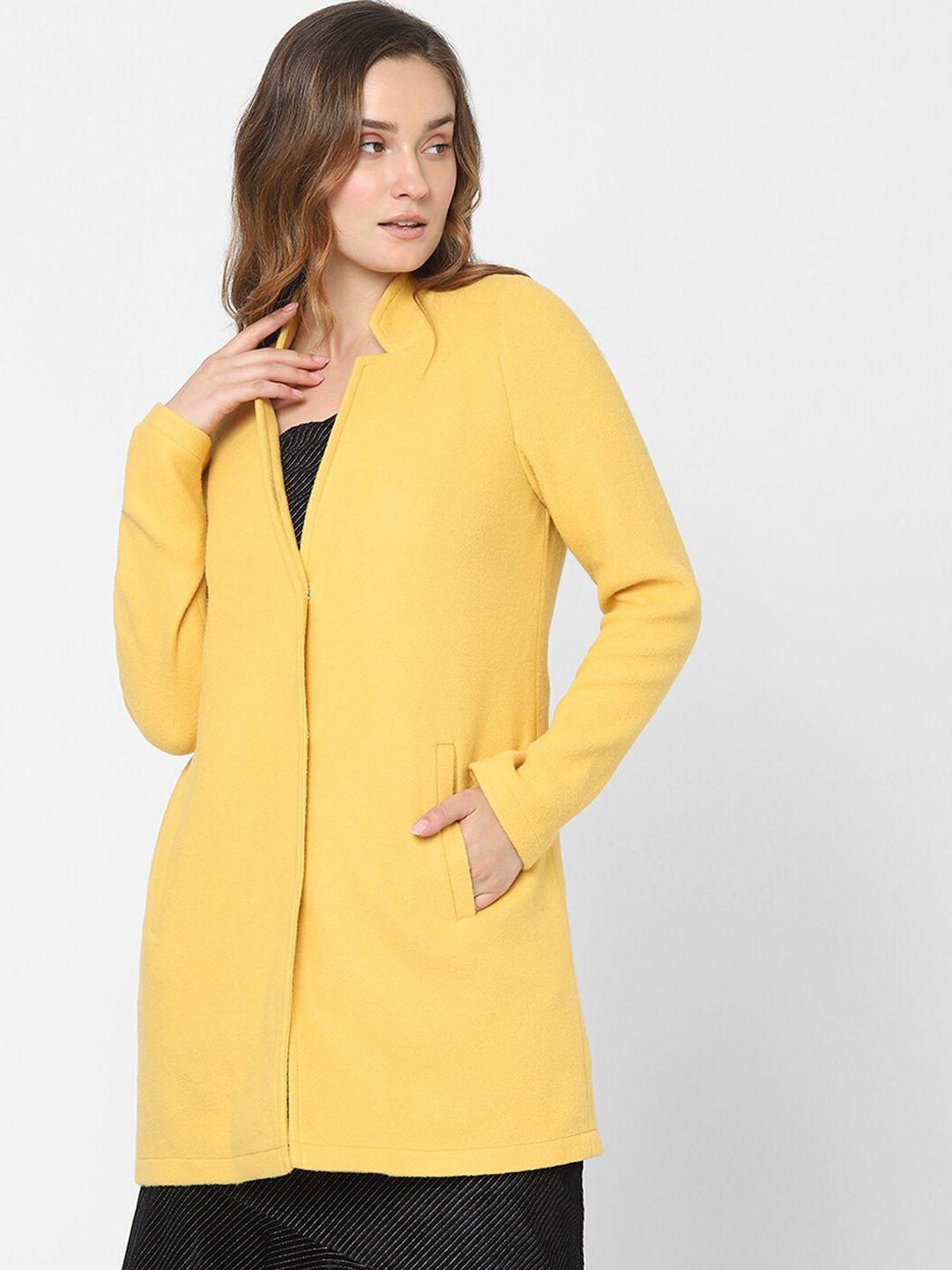 vero moda women mustard yellow solid over coat