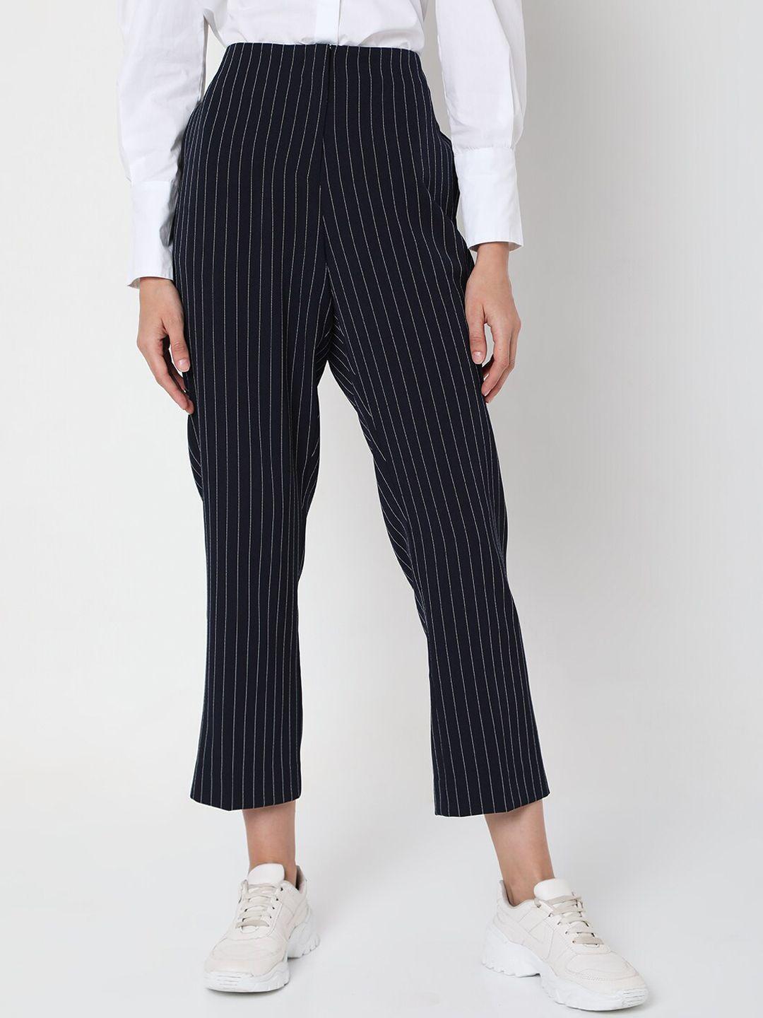 vero moda women navy blue high-rise trouser