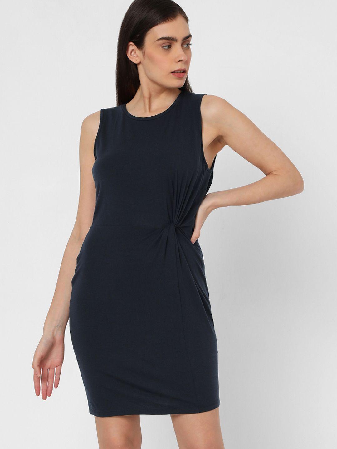 vero moda women navy blue solid sheath dress