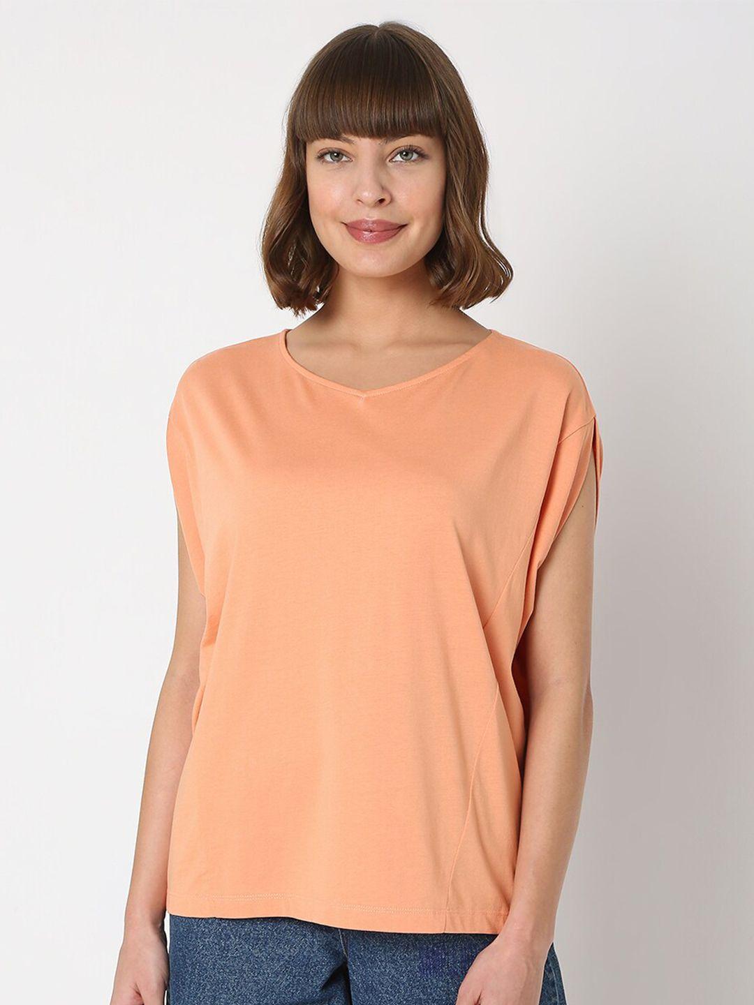 vero moda women orange extended sleeves t-shirt