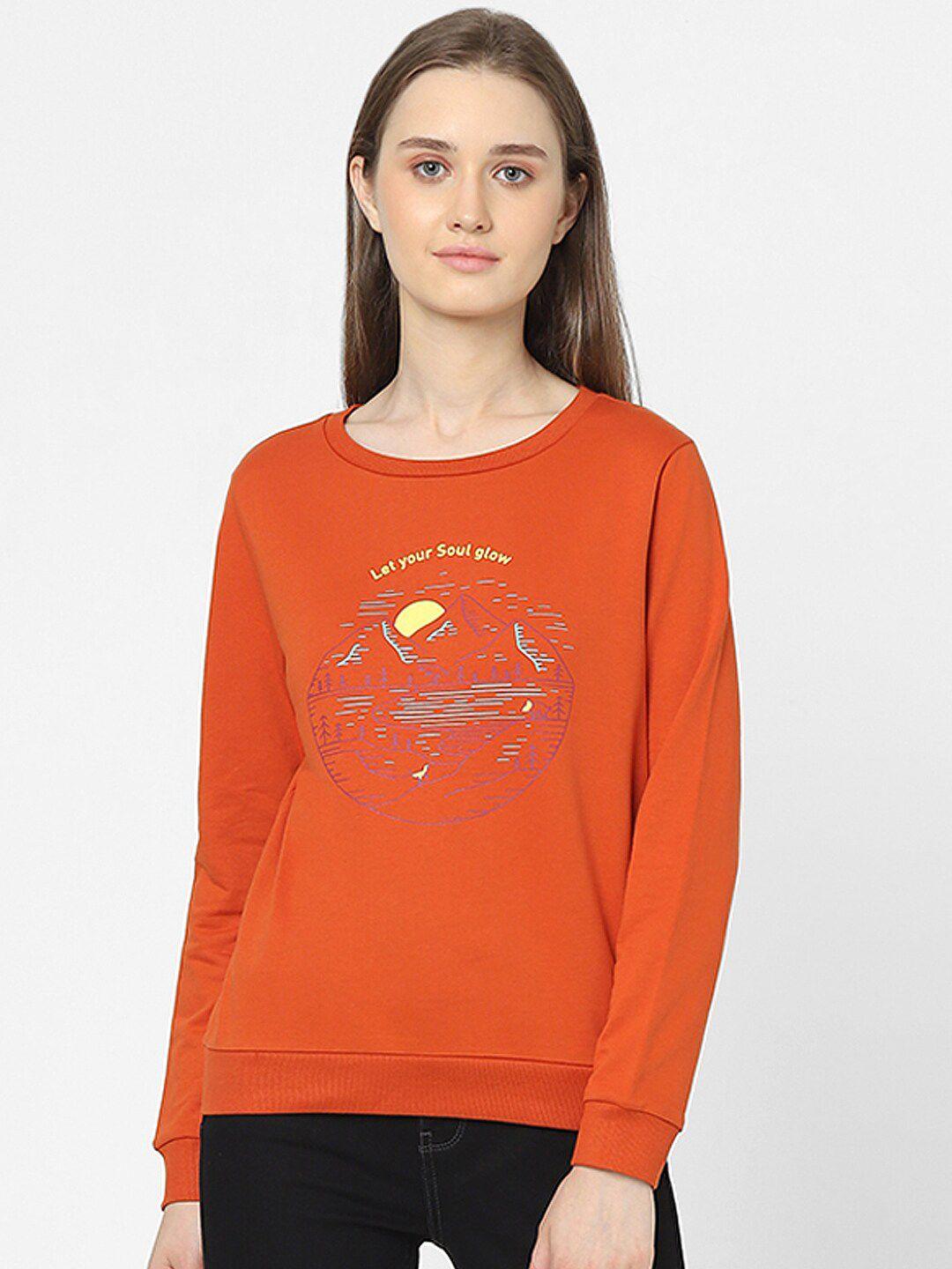 vero moda women orange printed sweatshirt