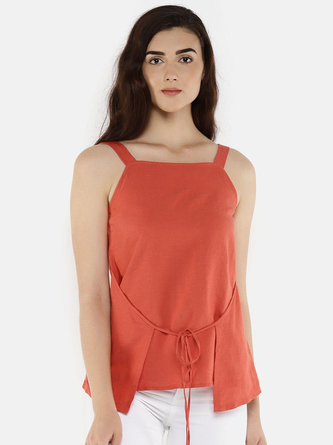 vero moda women orange solid top