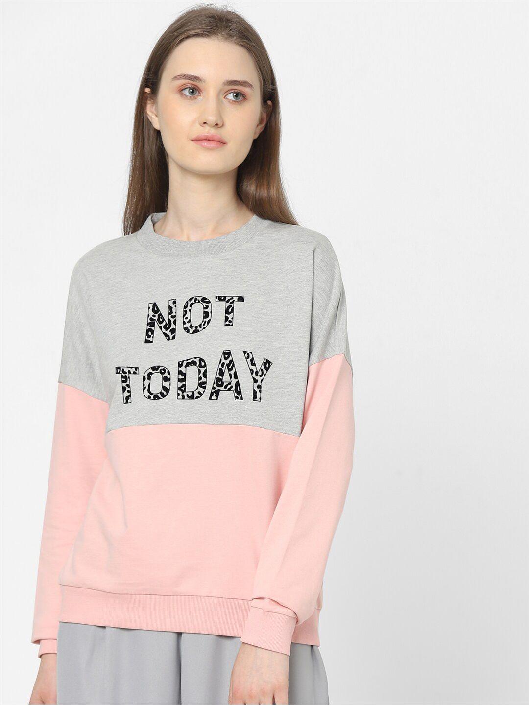 vero moda women pink colourblocked sweatshirt