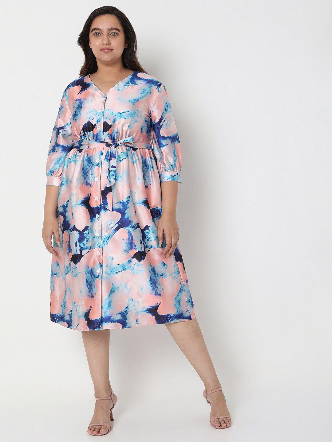 vero moda women pink floral a-line midi dress