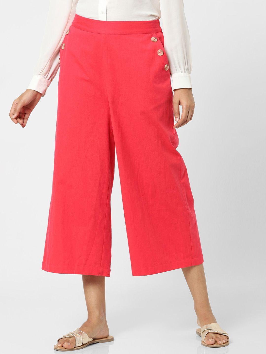 vero moda women pink high-rise culottes trousers