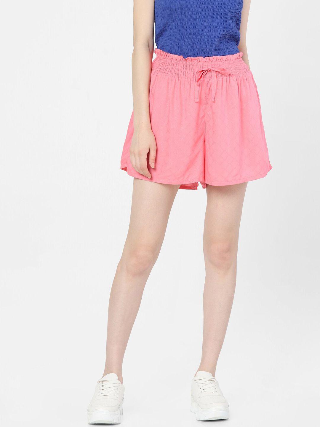 vero moda women pink high-rise shorts