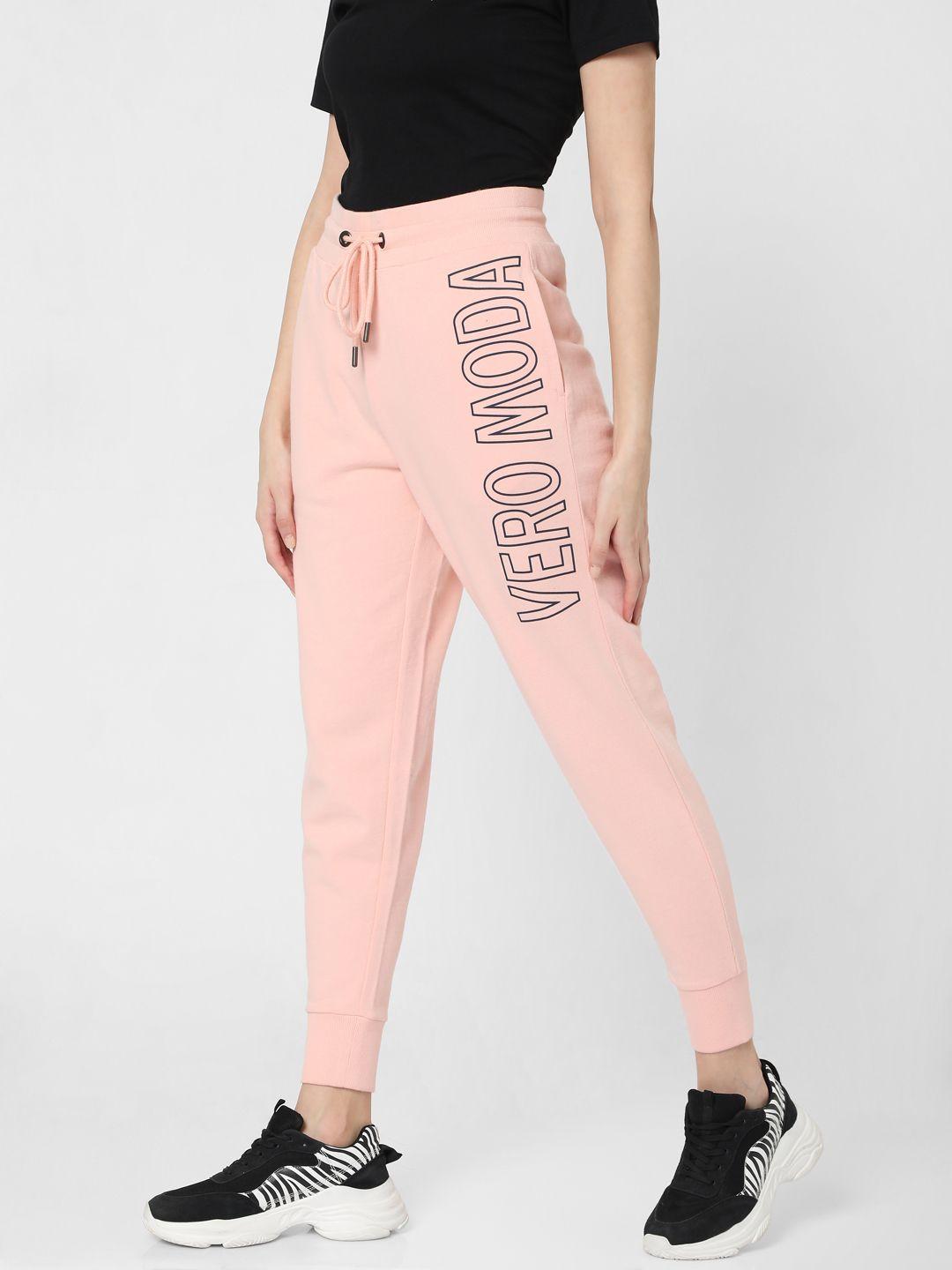 vero moda women pink printed  slim fit joggers