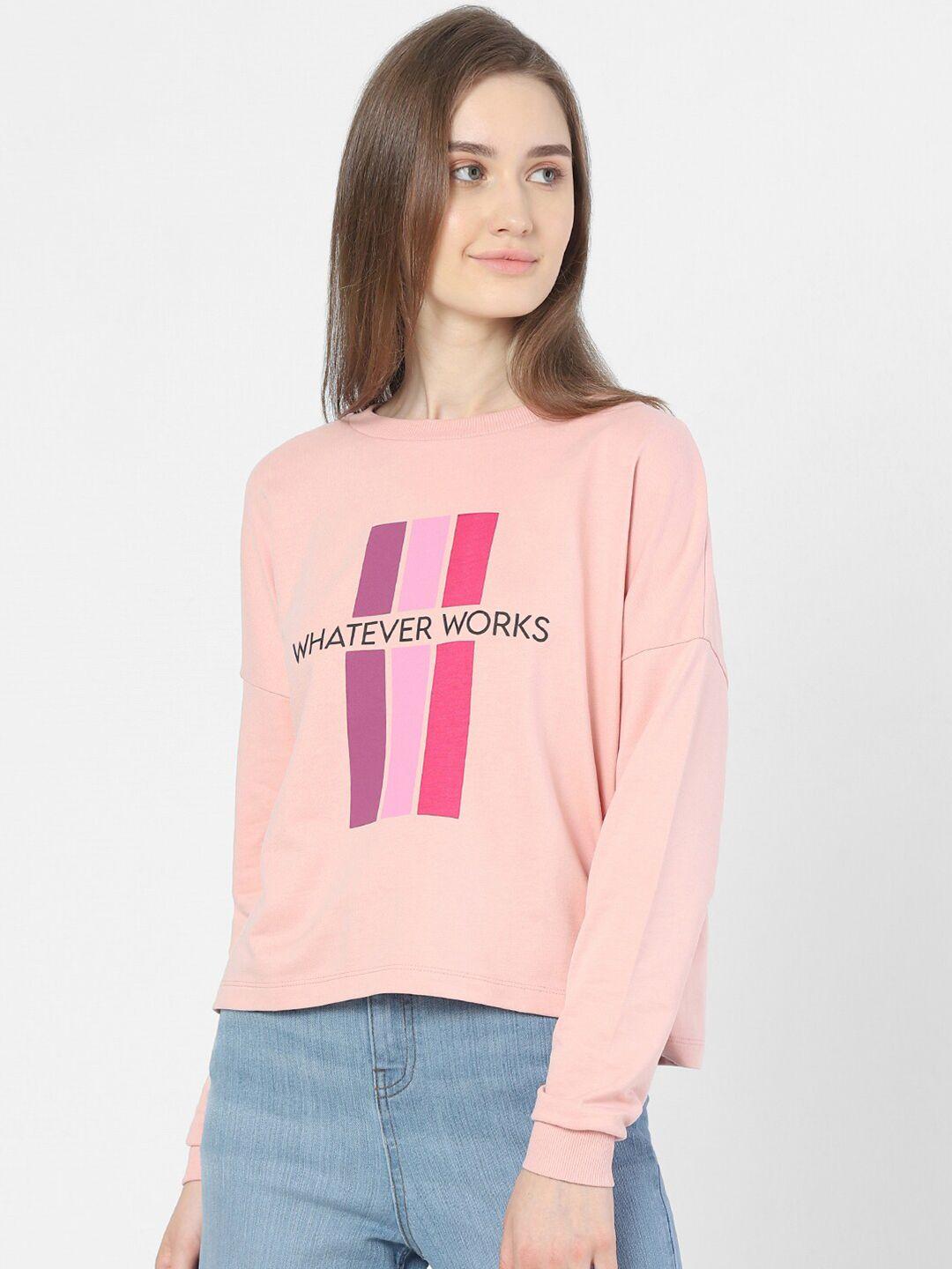 vero moda women pink printed sweatshirt