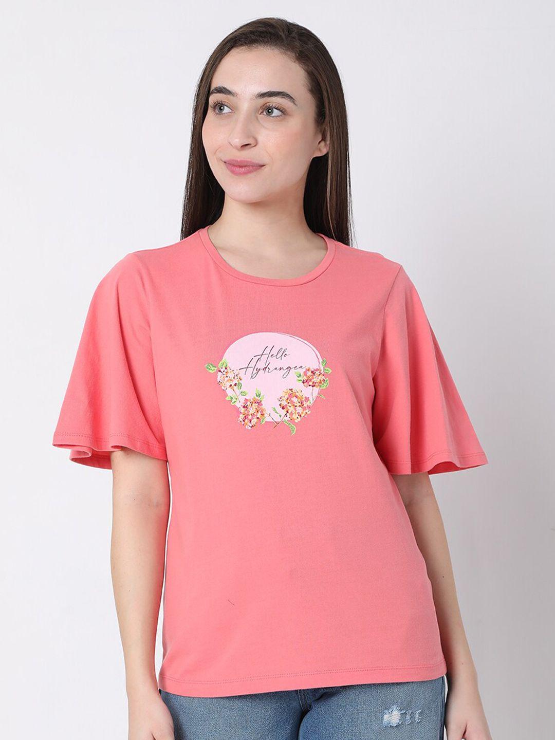 vero moda women pink printed t-shirt