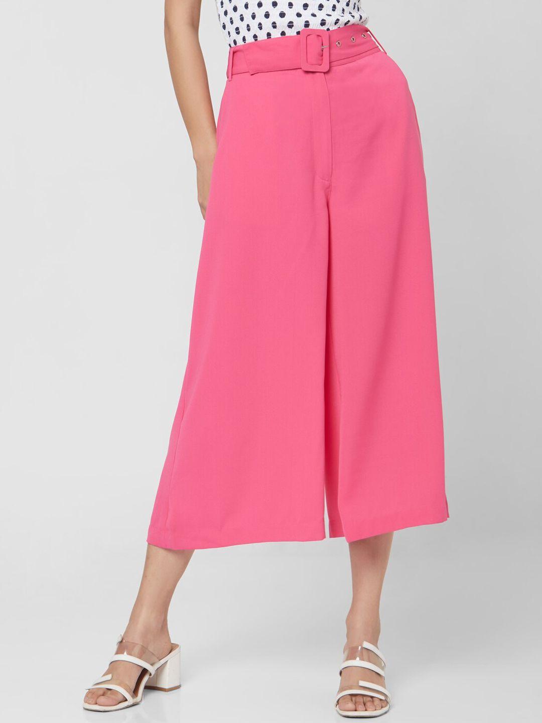 vero moda women pink regular fit solid culottes