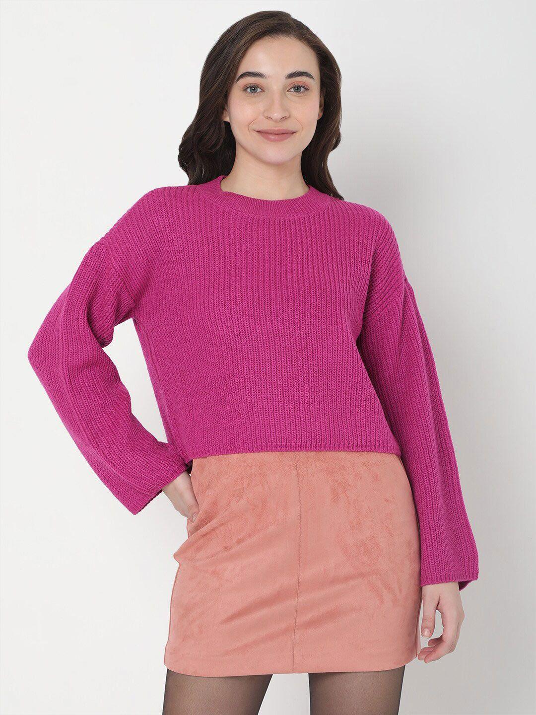 vero moda women pink round neck pullover