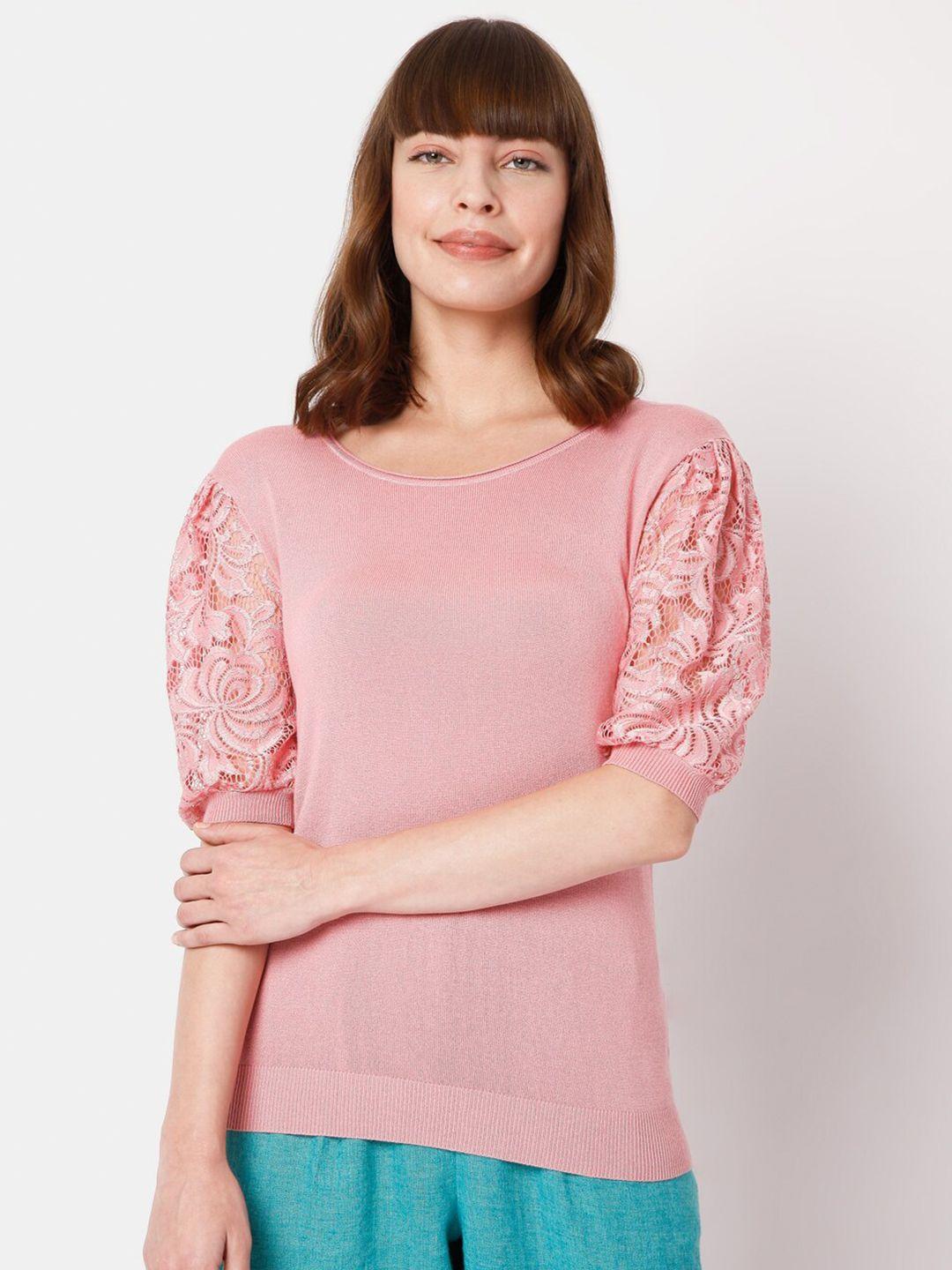 vero moda women pink solid top