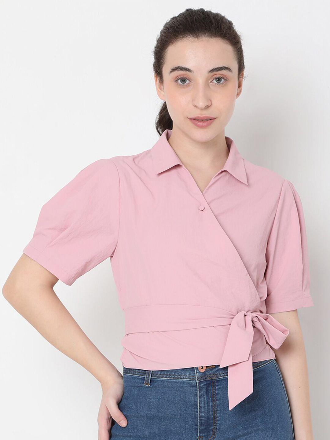 vero moda women pink wrap top