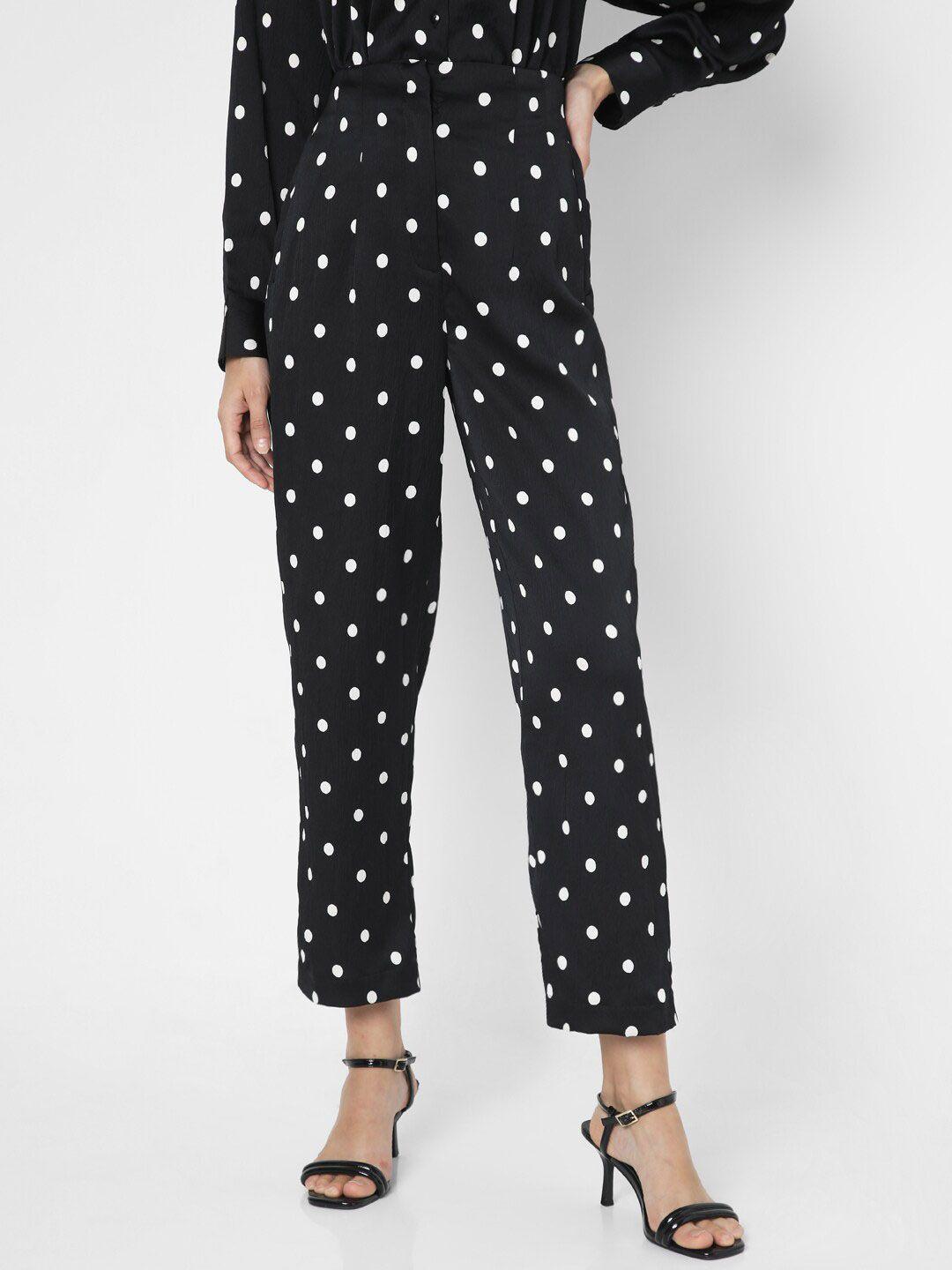 vero moda women polka dot printed high-rise cropped trousers