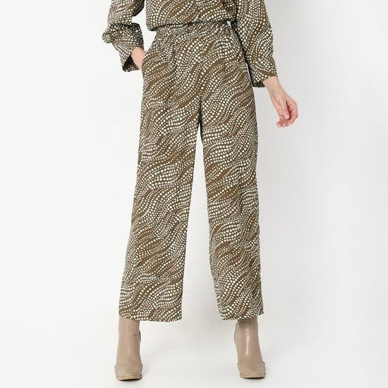 vero moda women polka printed elasticated trousers