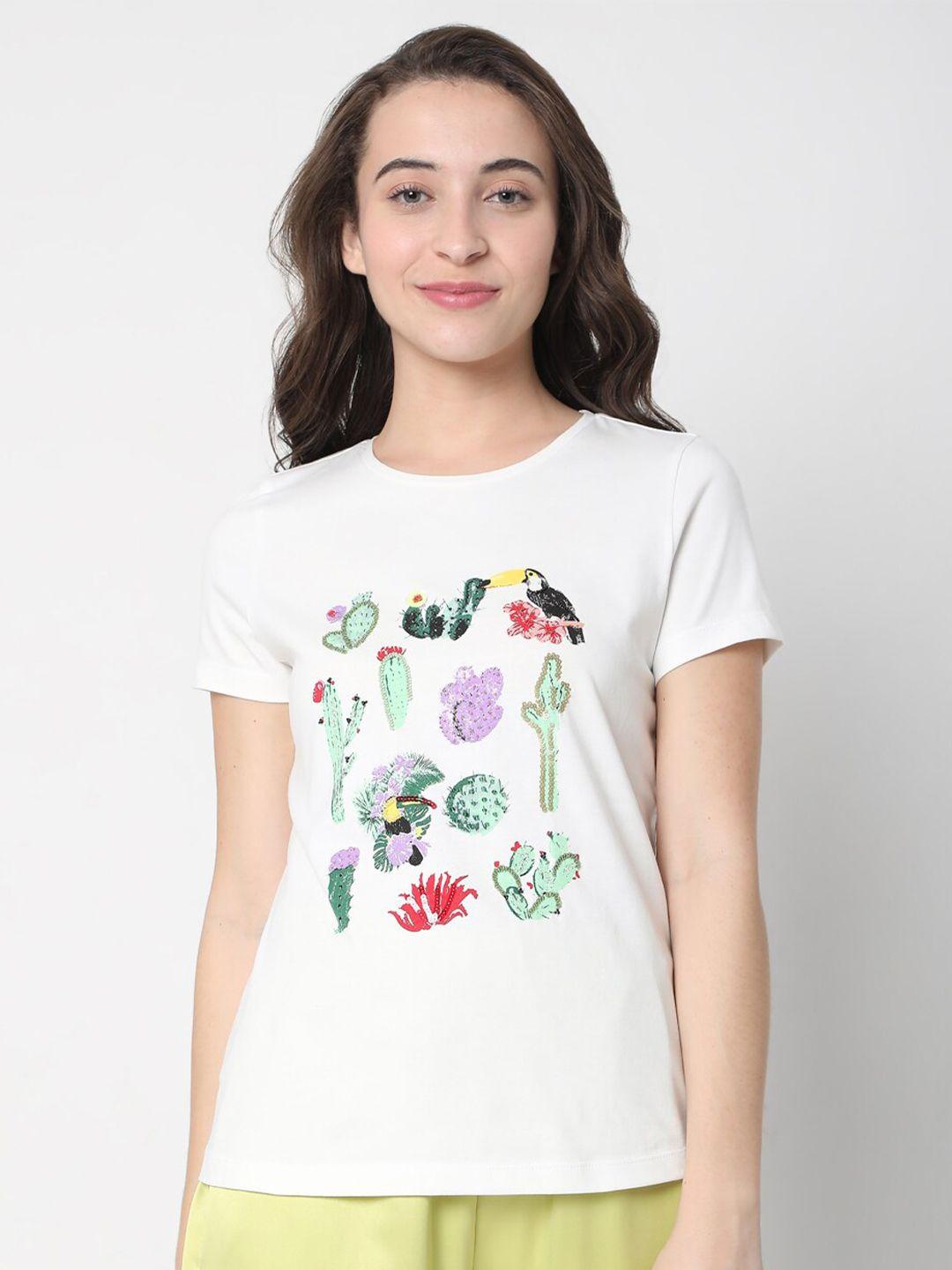 vero moda women printed cotton t-shirt