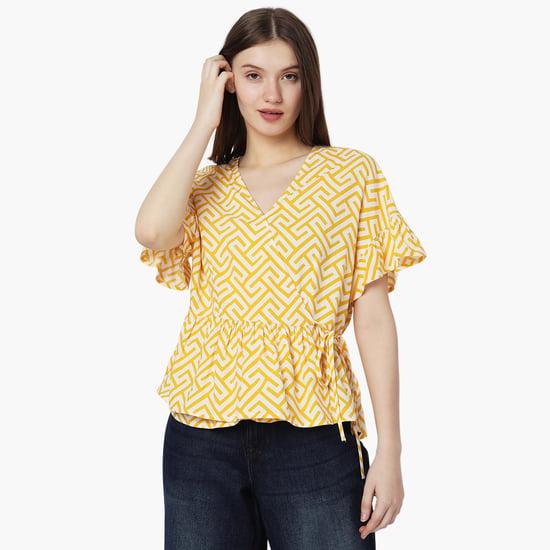 vero moda women printed half sleeves casual top