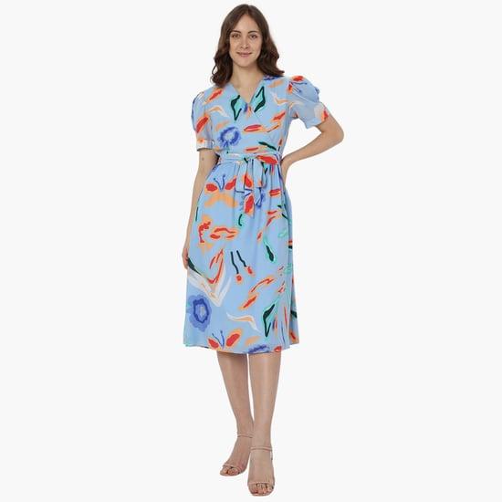 vero moda women printed half sleeves midi dress