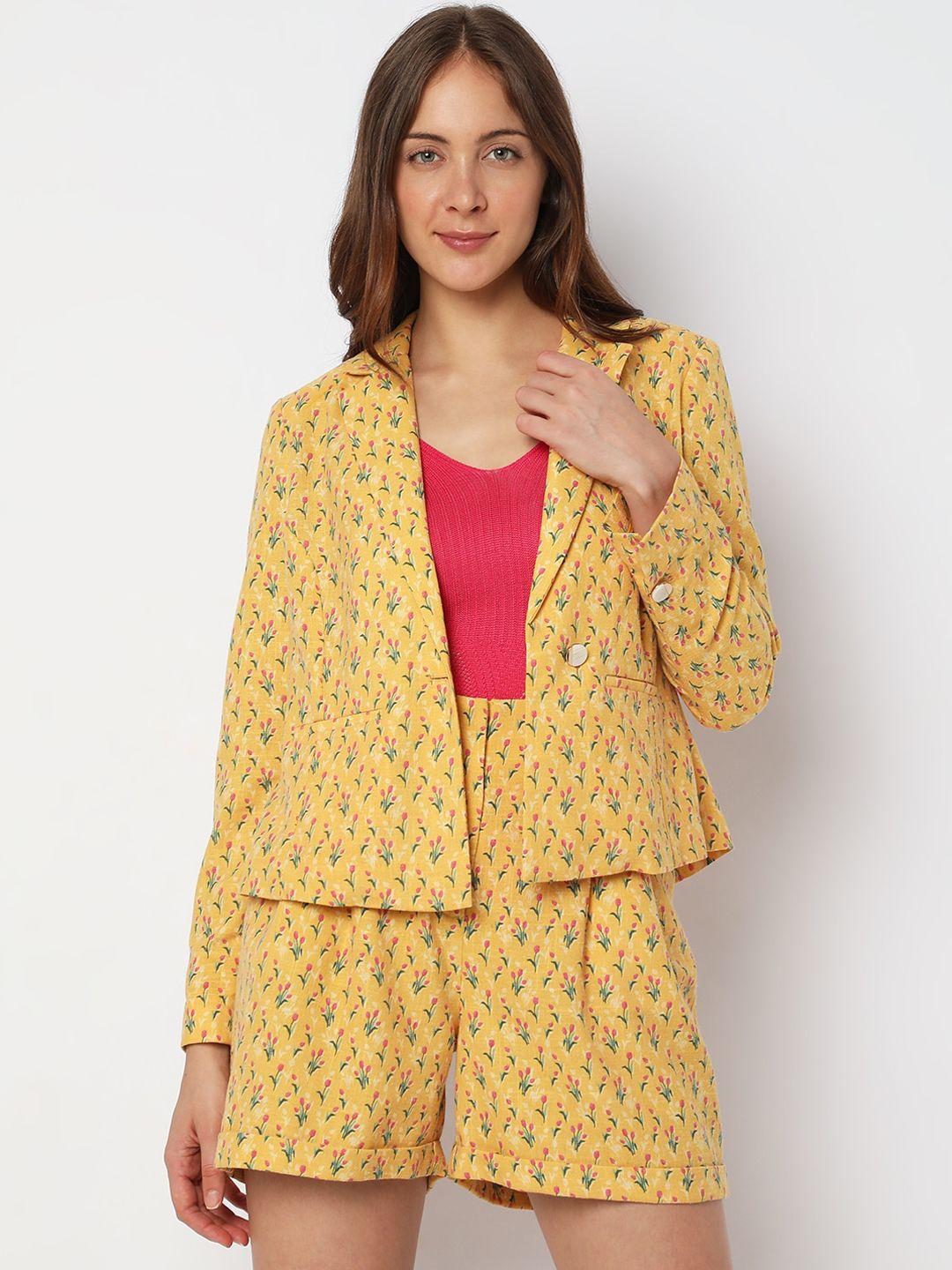 vero moda women printed single-breasted casual blazer