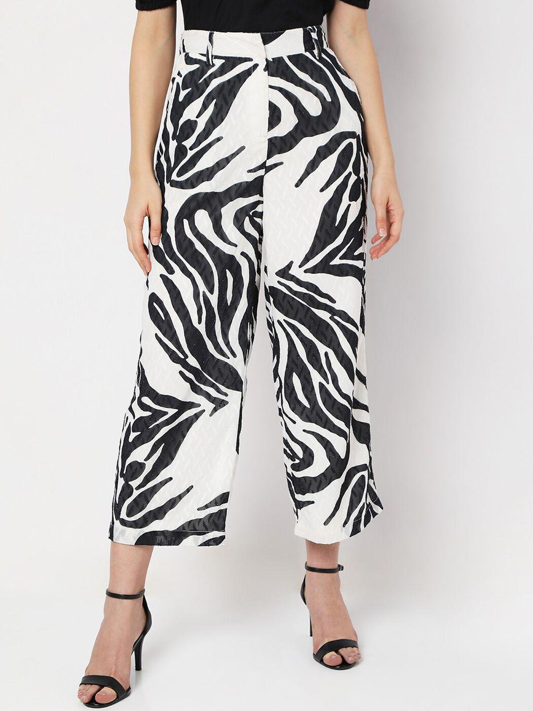 vero moda women printed straight fit high-rise trousers