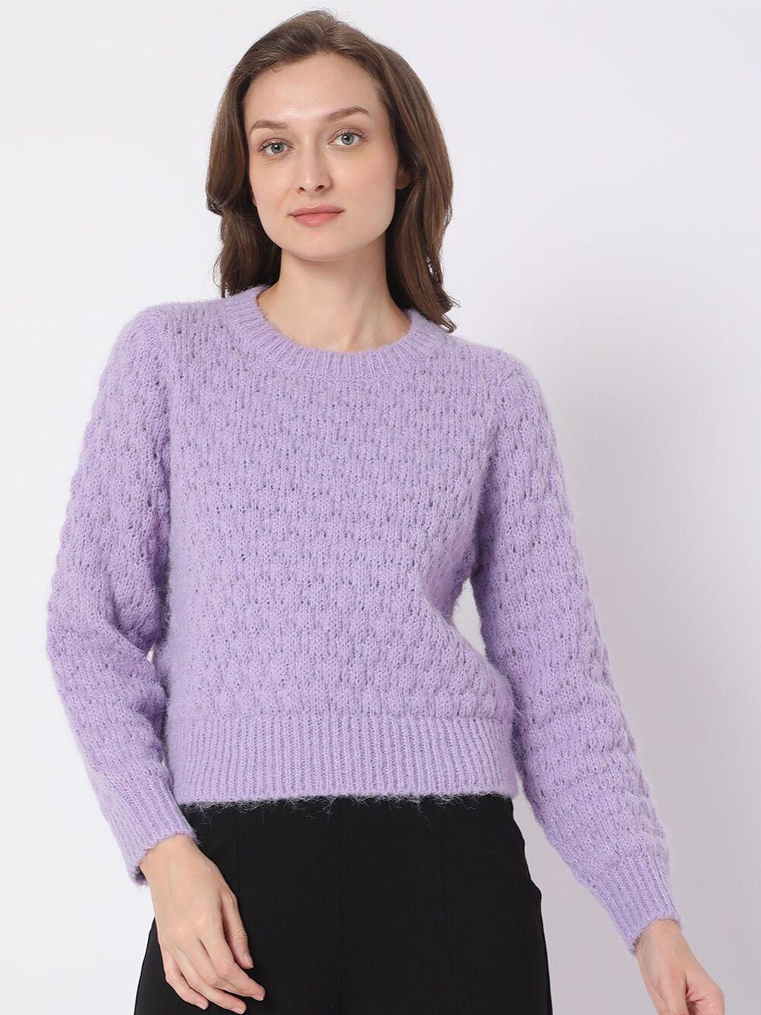 vero moda women purple cable knit pullover