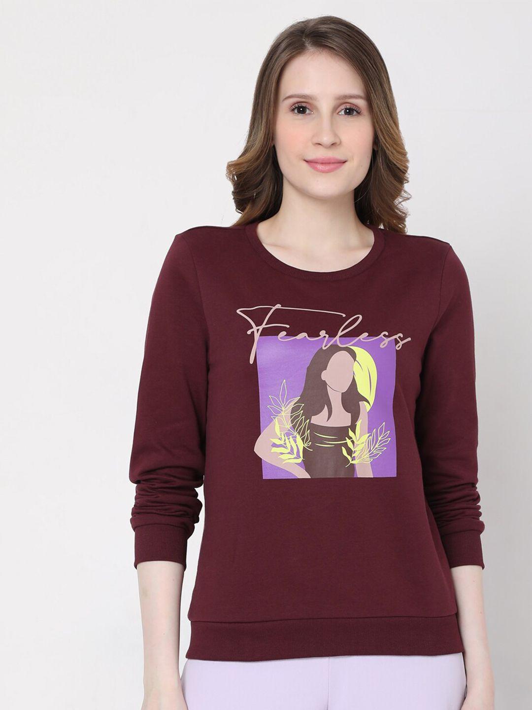 vero moda women purple printed sweatshirt