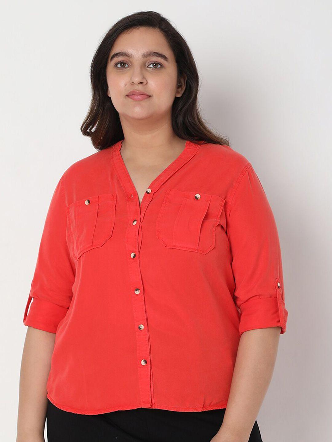 vero moda women red casual solid shirt