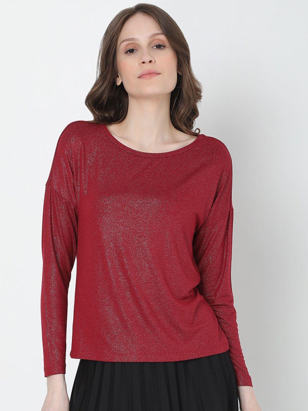 vero moda women red solid regular top