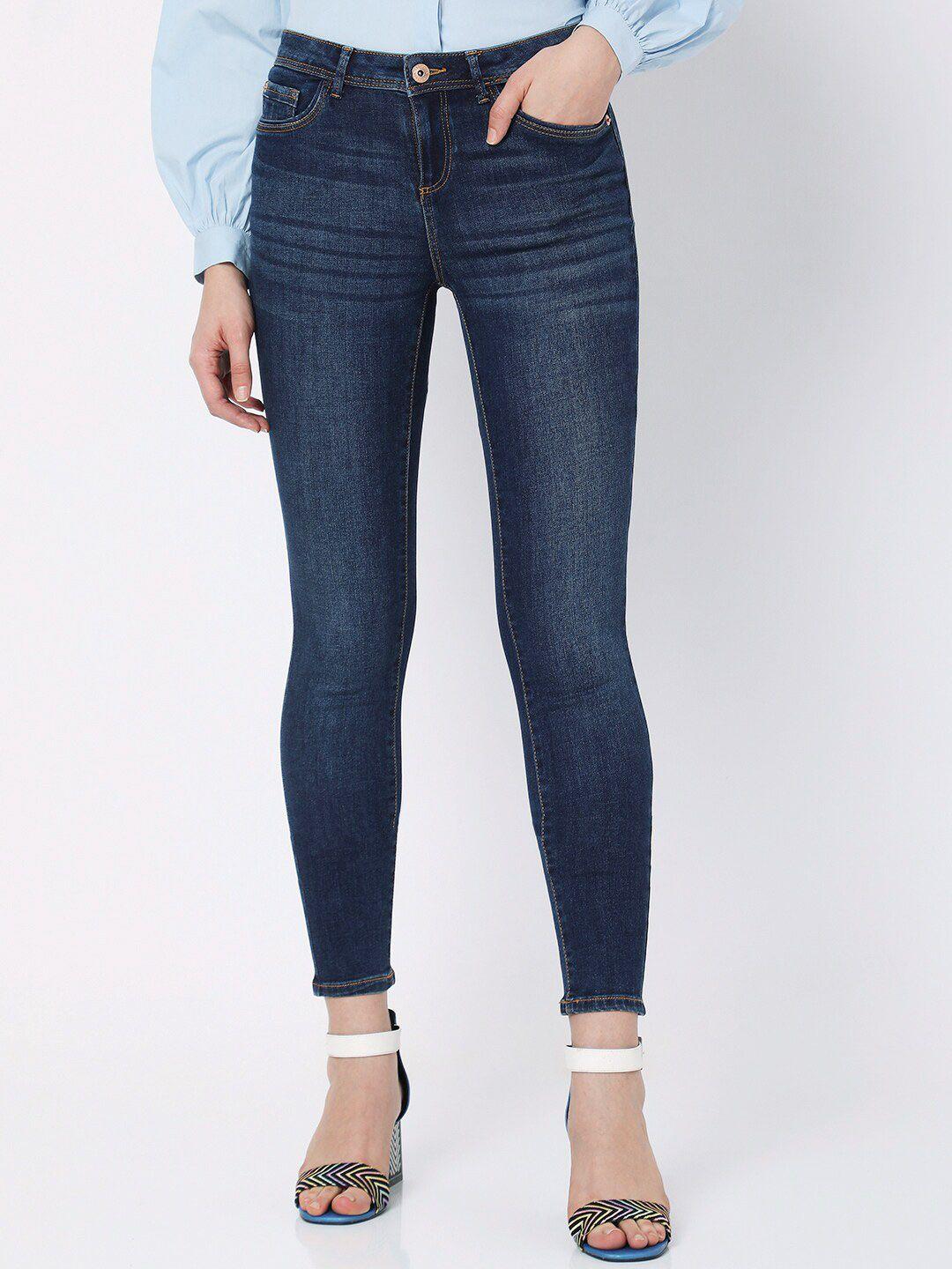 vero moda women skinny fit light fade cotton jeans