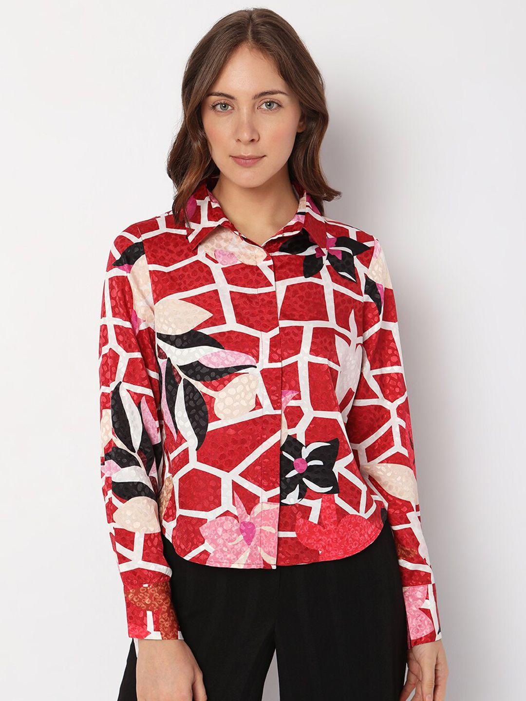 vero moda women slim fit floral printed casual shirt