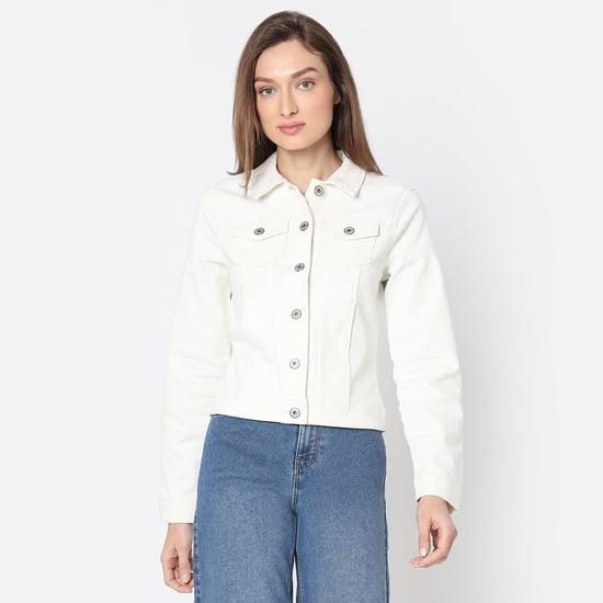 vero moda women solid collared jacket