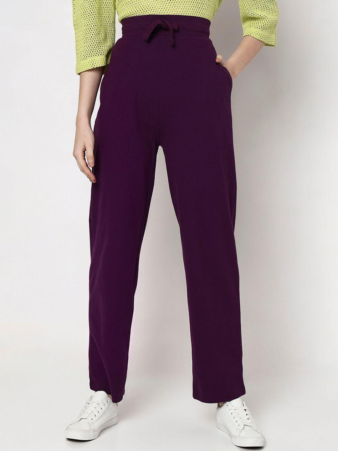 vero moda women straight fit high-rise cotton trousers