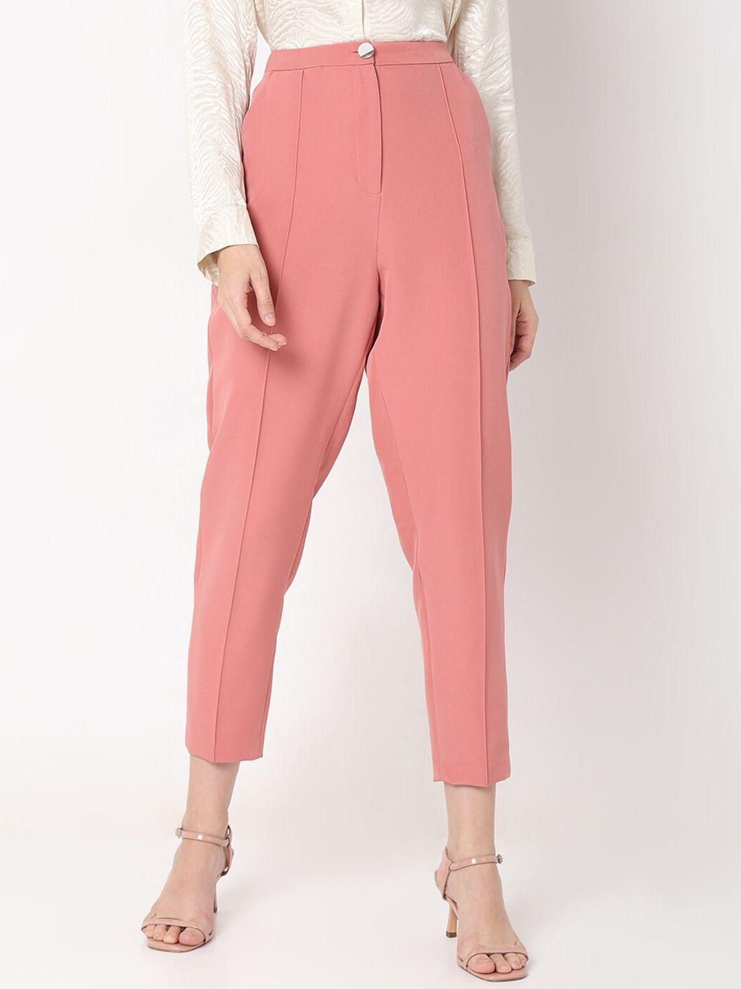 vero moda women straight fit high-rise cropped trousers