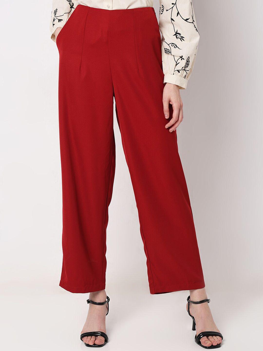 vero moda women straight fit high-rise pleated parallel trousers