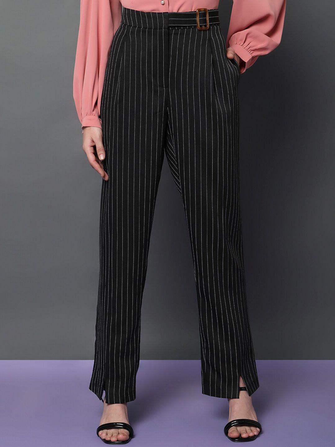 vero moda women striped straight fit high-rise trousers