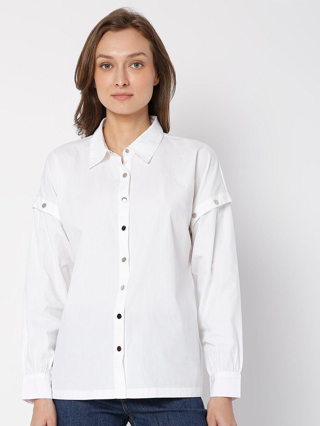 vero moda women white cotton casual shirt