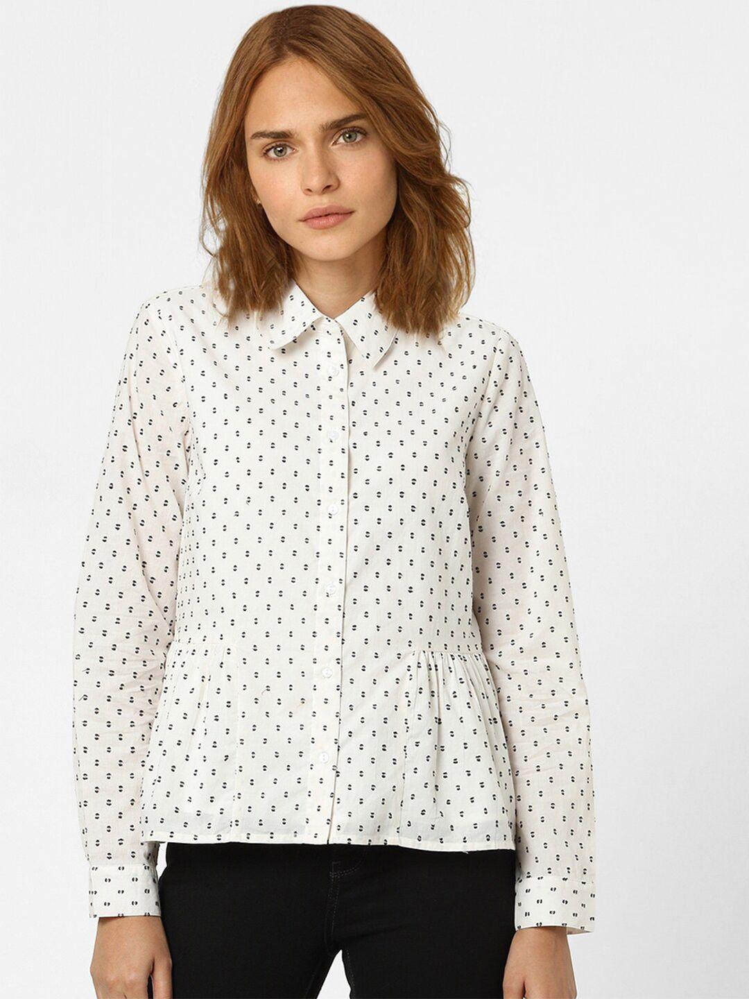 vero moda women white printed casual shirt