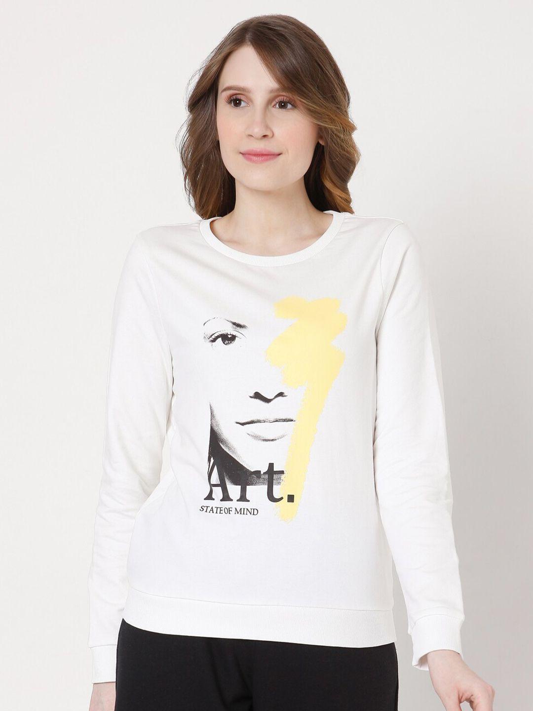 vero moda women white printed sweatshirt