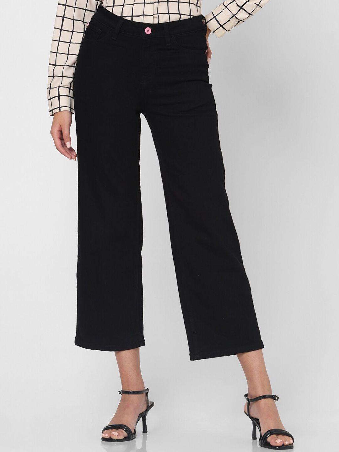 vero moda women wide leg high-rise clean look stretchable cropped jeans