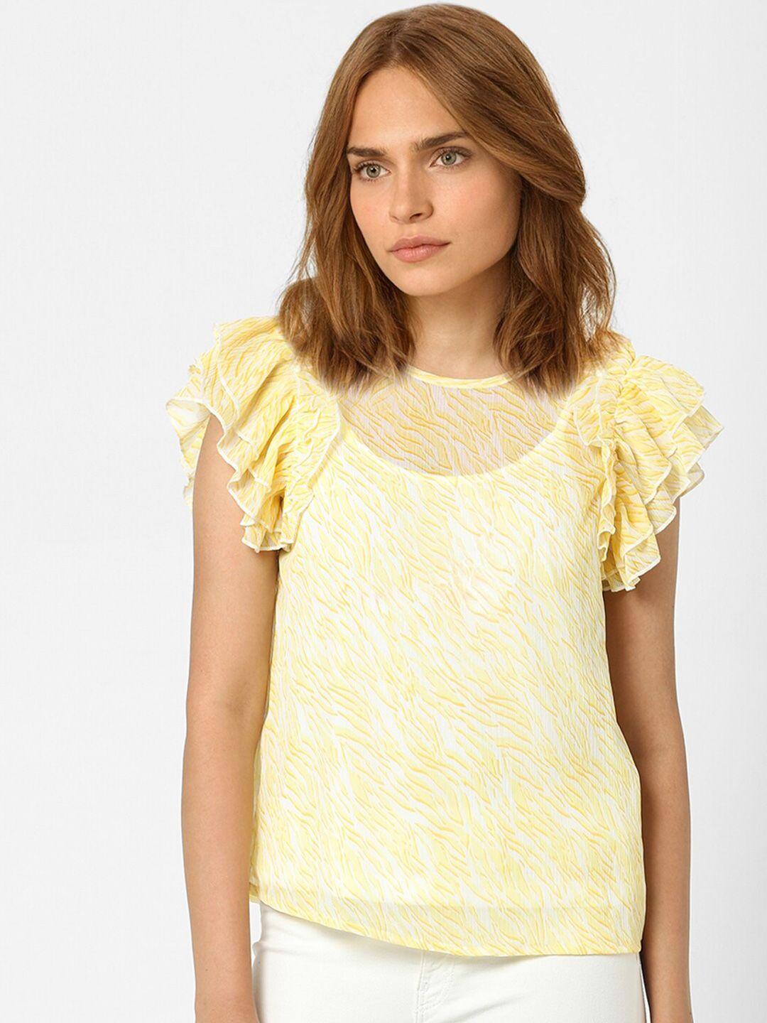 vero moda women yellow print top