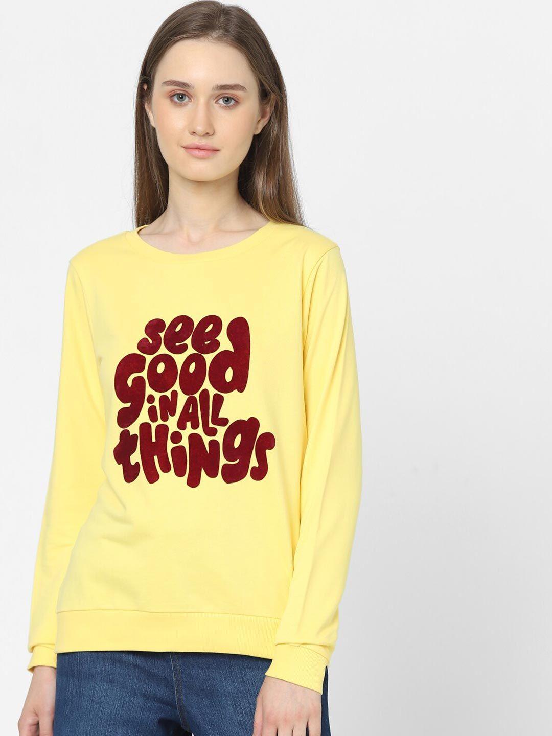 vero moda women yellow printed sweatshirt