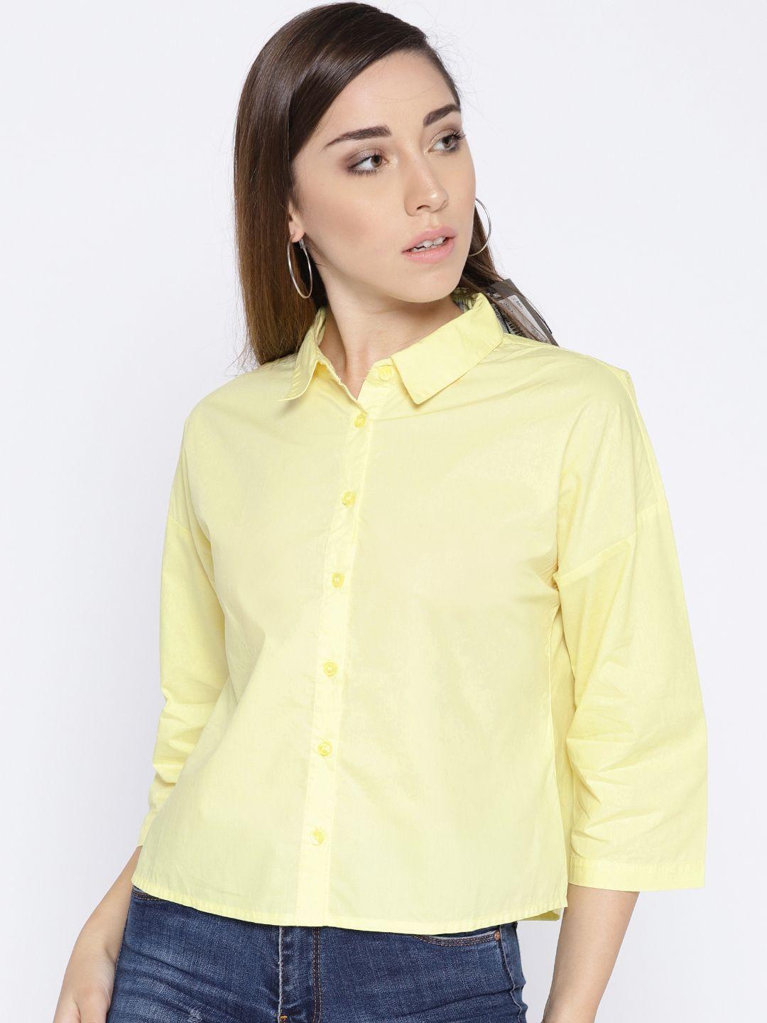 vero moda women yellow regular fit casual shirt