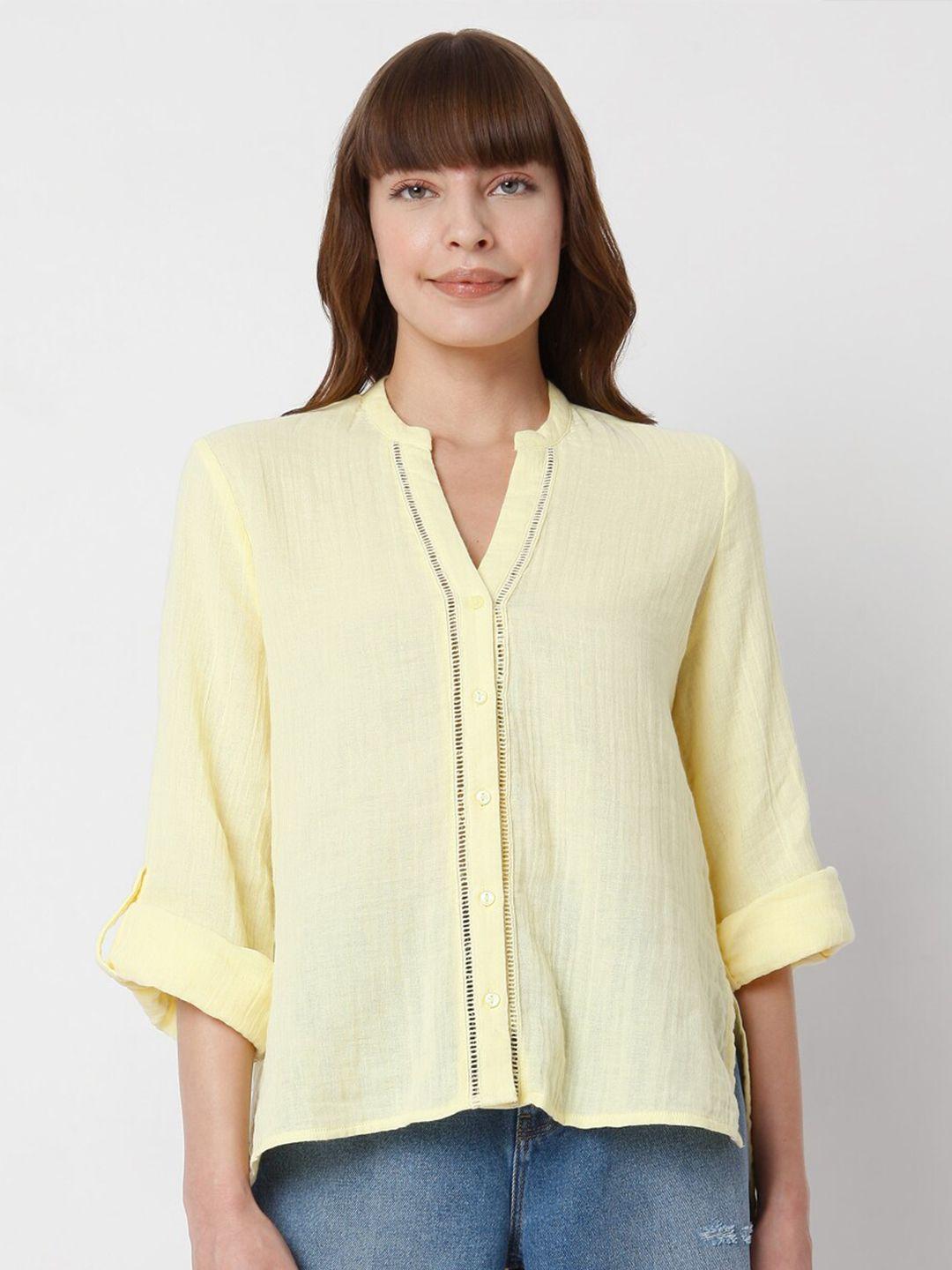 vero moda women yellow shirt style top