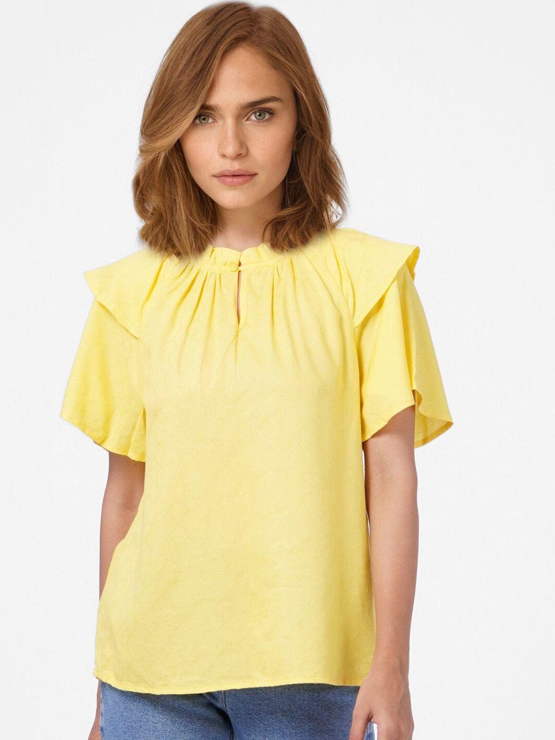 vero moda women yellow solid top