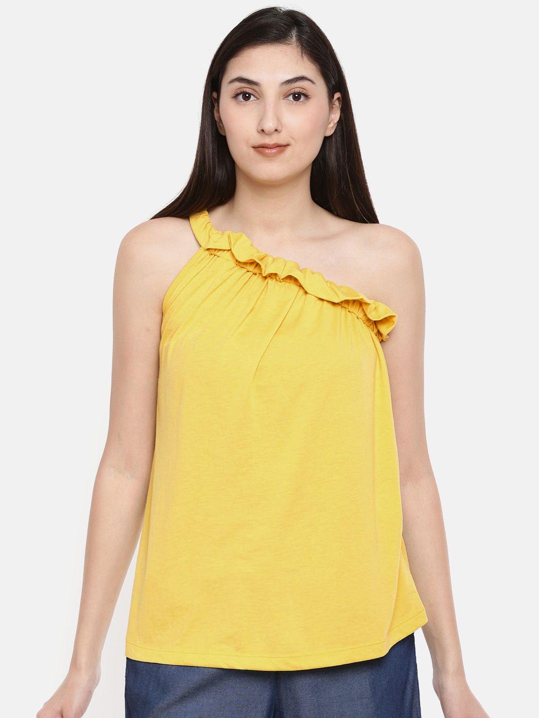 vero moda women yellow solid top