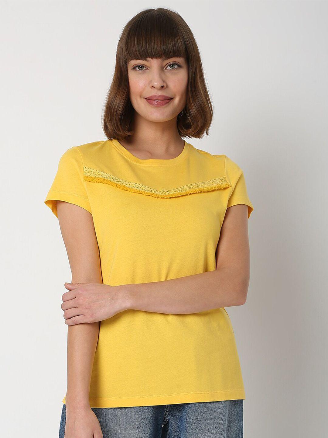 vero moda women yellow t-shirt