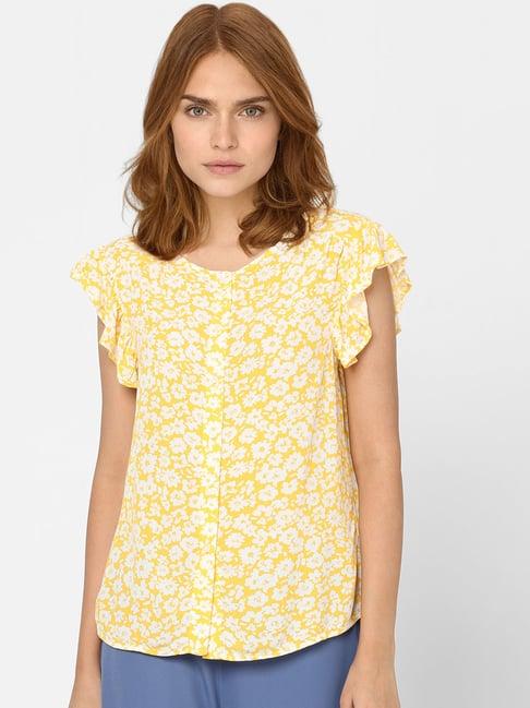 vero moda yellow & white floral print top