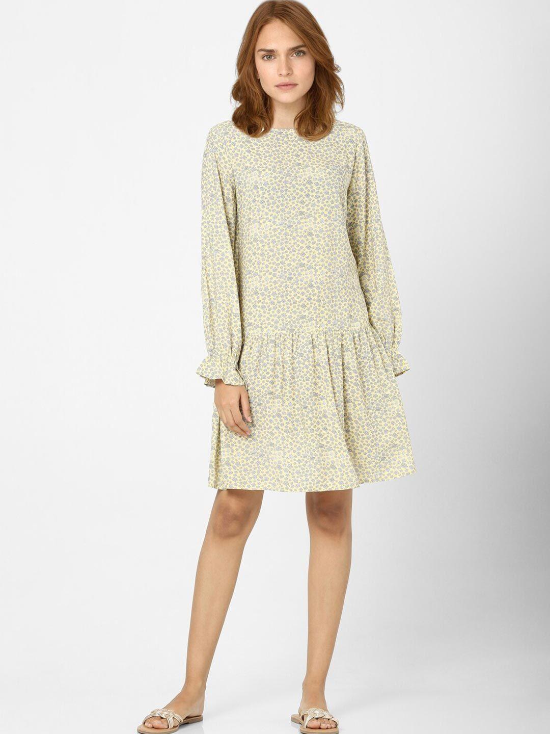 vero moda yellow drop-waist dress