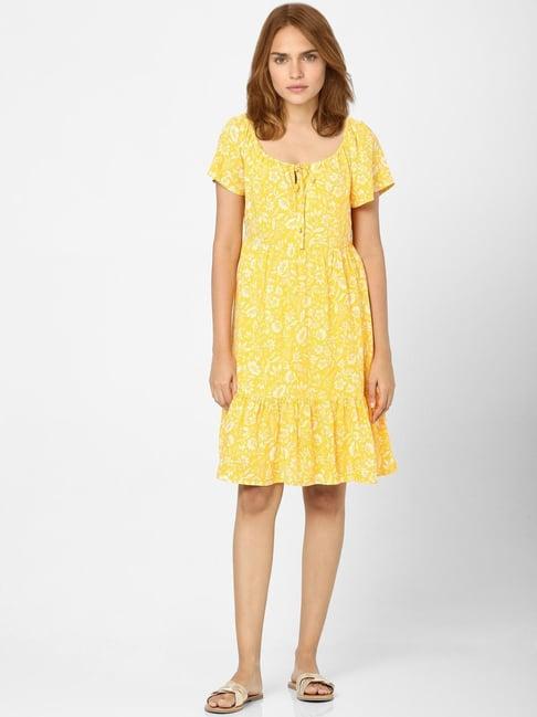 vero moda yellow floral print dress