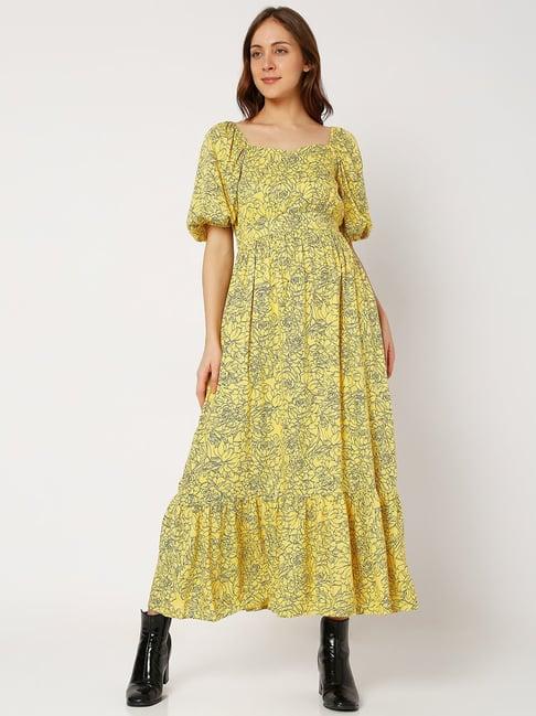 vero moda yellow floral print maxi dress